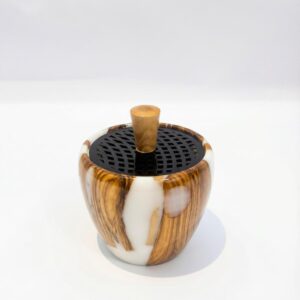 مبخرة من خشب الزيتون لون أخضر بعروق بني