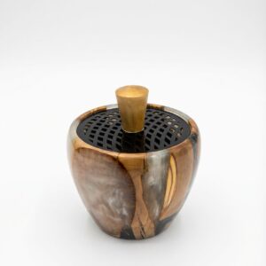 مبخرة من خشب الزيتون لون رمادي